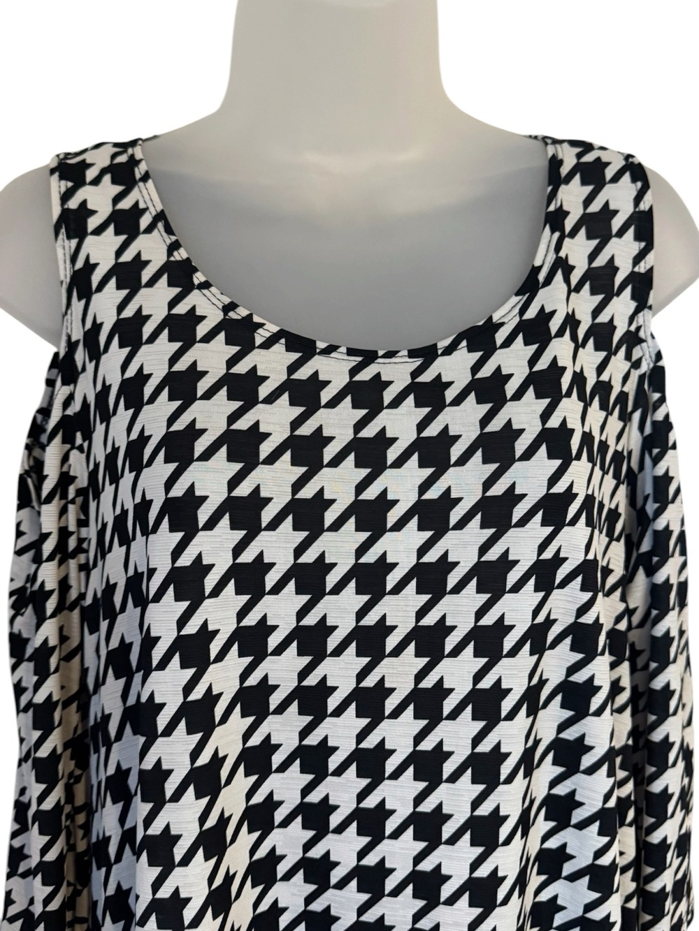 Black and White Houndstooth Cold-Shoulder Dress MEDIUM/LARGE #CL - Picture 2 of 7